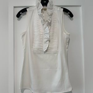 Banana Republic White Ruffle Top